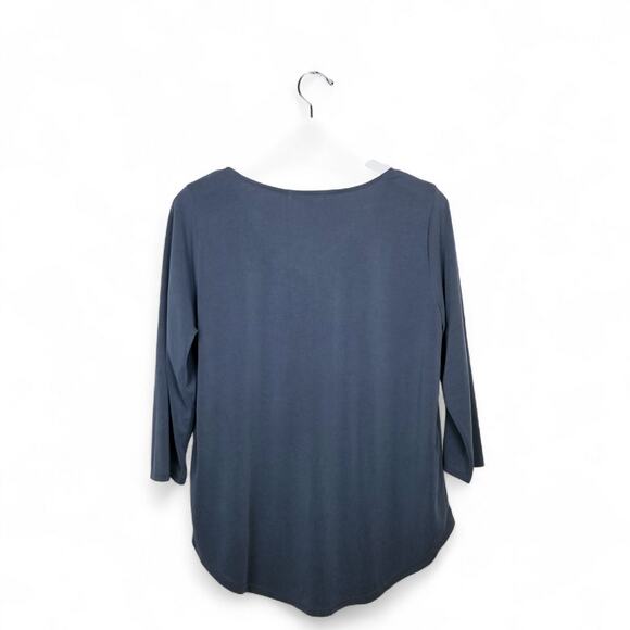 GREEN ENVELOPE Los Angeles Quarter Zip Soft V-neck Modal Top - Size L - Picture 3 of 6